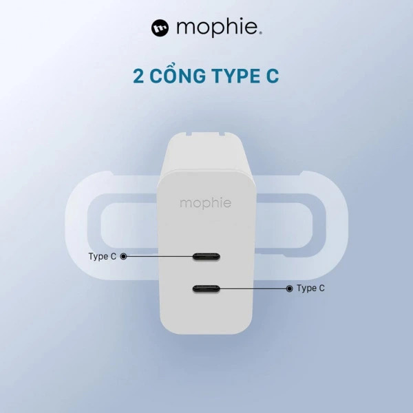 Cốc sạc nhanh Mophie 45W 2 cổng Type-C GaN Cốc sạc nhanh Mophie 45W 2 cổng Type-C GaN